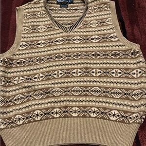 Ralph Lauren Tan and Brown Knit Vest. SIZE LARGE
